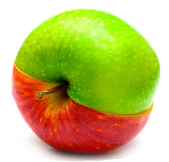 Две сложеные половинки яблока
