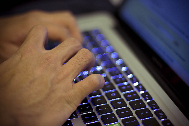 Hands at a keyboard