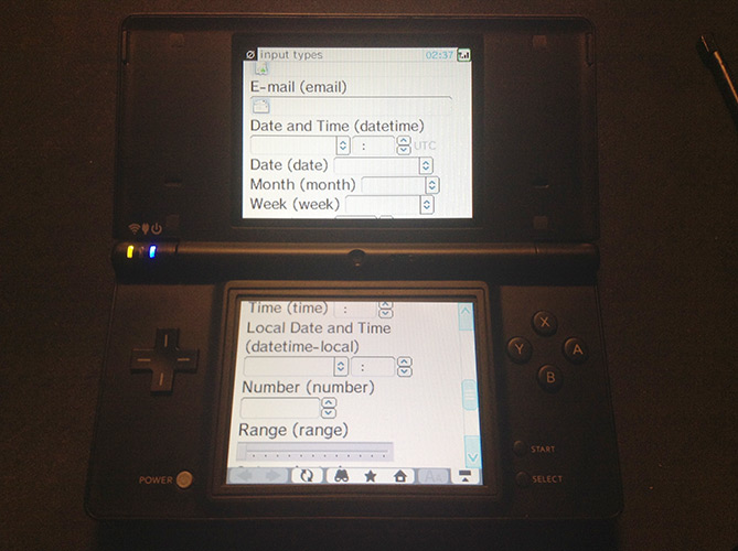 Новые типы инпутов на Nintendo DSi