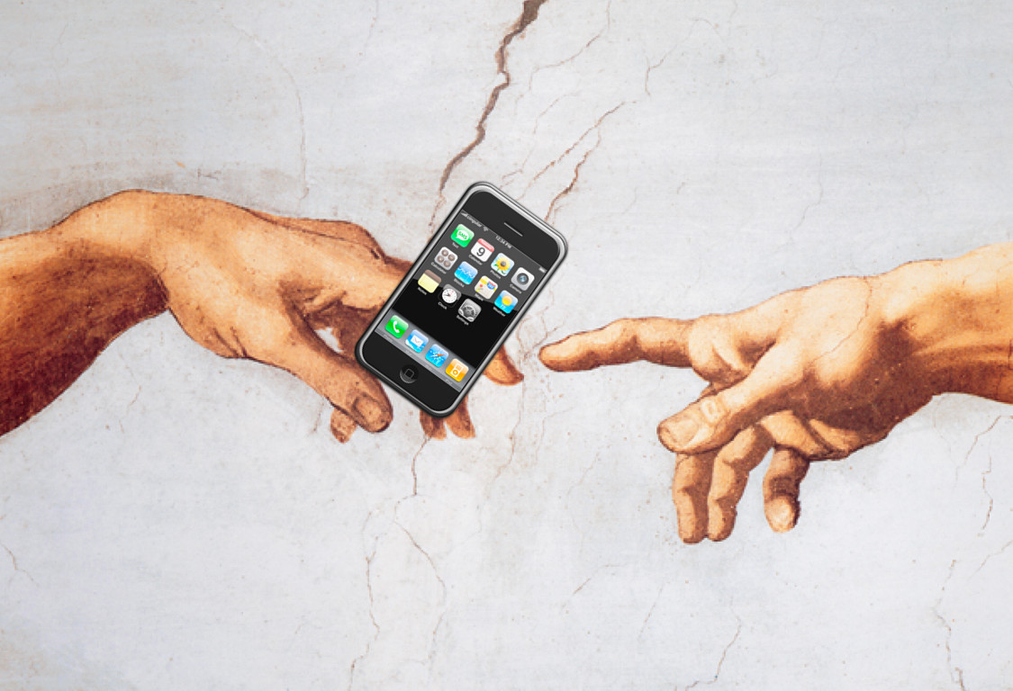 sistine chapel hand of god clicking iPhone