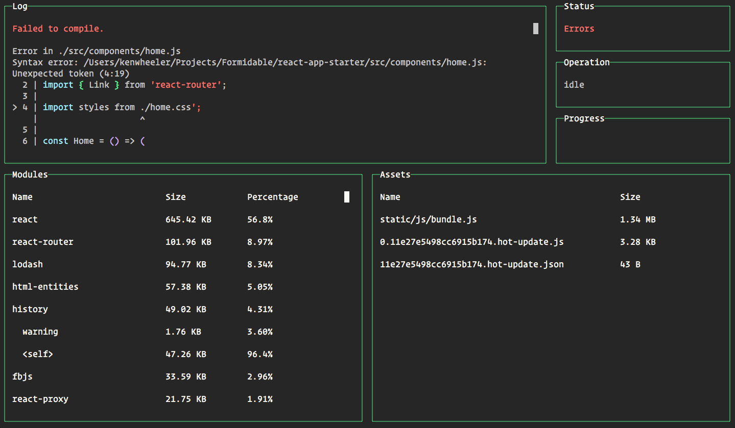 Webpack Dashboard