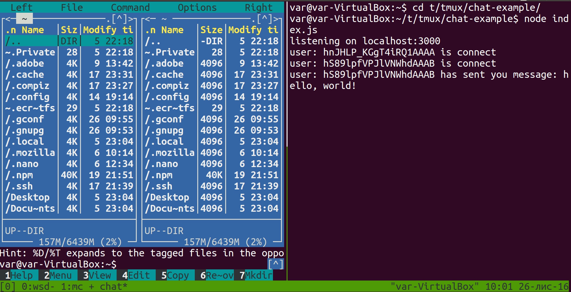 tmux example